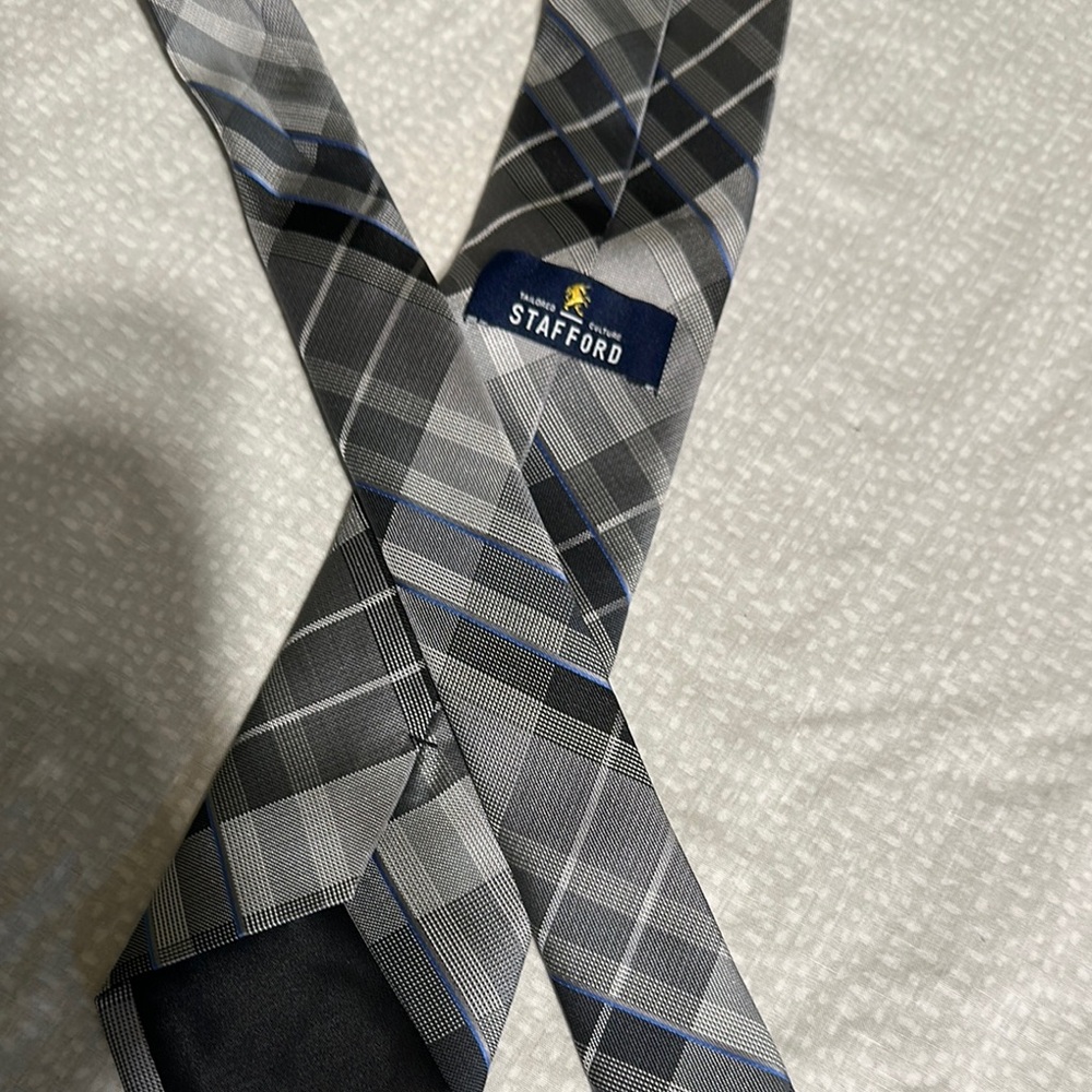 Stafford Gray Plaid Tie